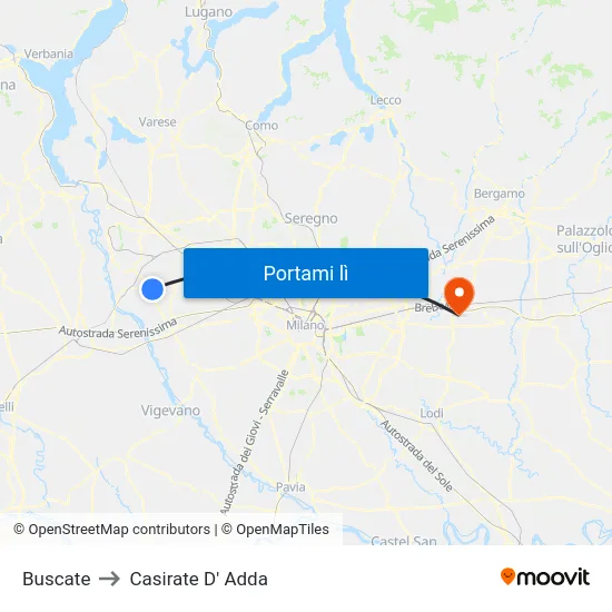 Buscate to Casirate D' Adda map