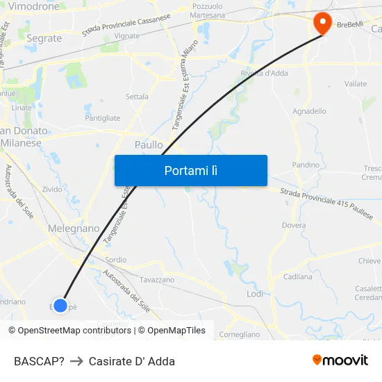 BASCAP? to Casirate D' Adda map