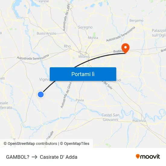 GAMBOL? to Casirate D' Adda map