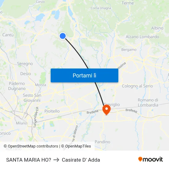 SANTA MARIA HO? to Casirate D' Adda map