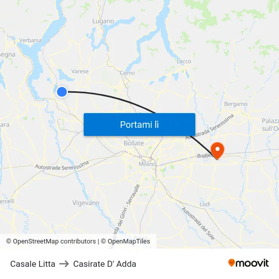 Casale Litta to Casirate D' Adda map