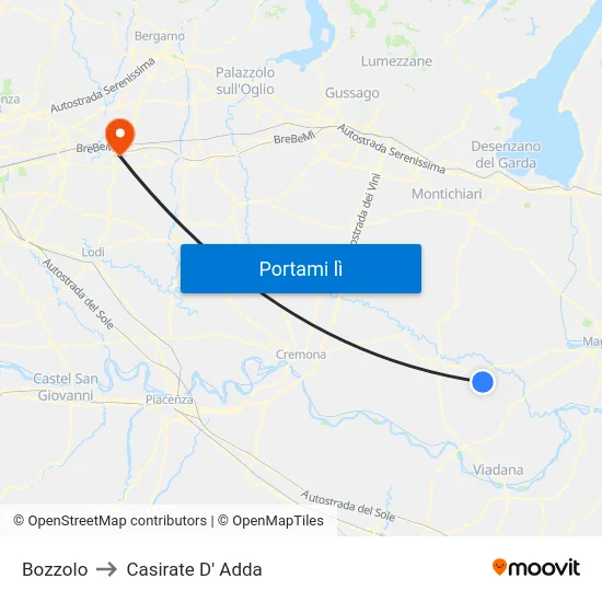 Bozzolo to Casirate D' Adda map