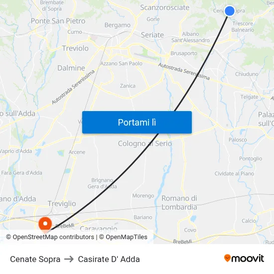 Cenate Sopra to Casirate D' Adda map