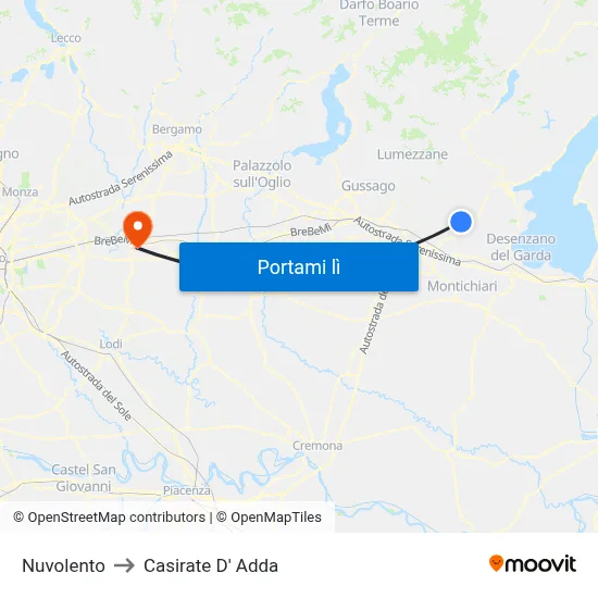 Nuvolento to Casirate D' Adda map