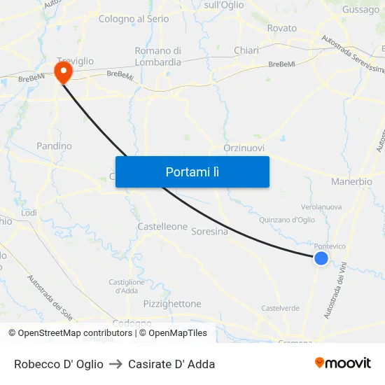 Robecco D' Oglio to Casirate D' Adda map