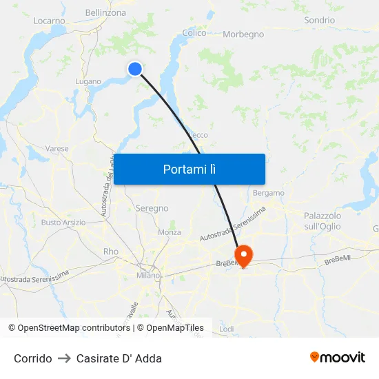 Corrido to Casirate D' Adda map