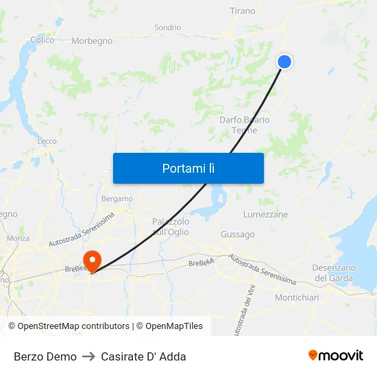 Berzo Demo to Casirate D' Adda map