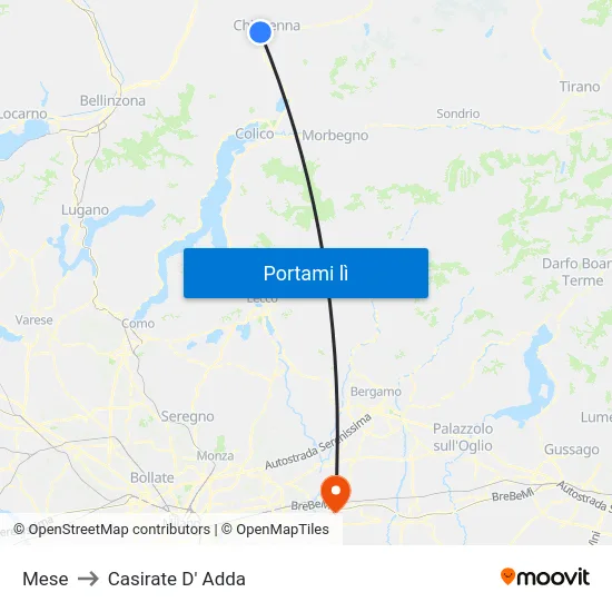 Mese to Casirate D' Adda map