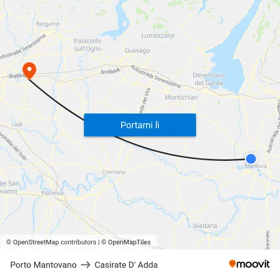 Porto Mantovano to Casirate D' Adda map