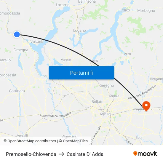 Premosello-Chiovenda to Casirate D' Adda map