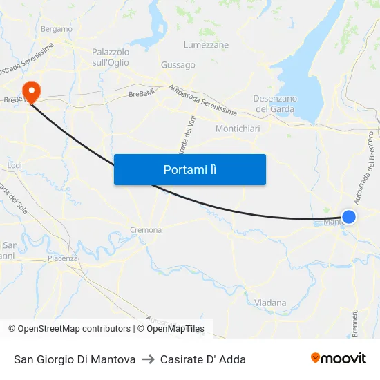 San Giorgio Di Mantova to Casirate D' Adda map