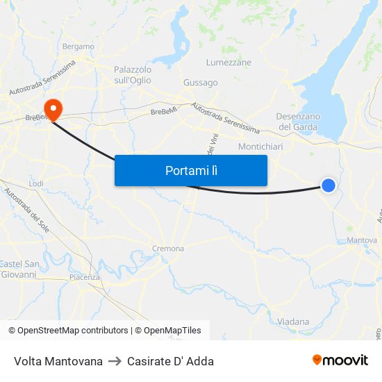 Volta Mantovana to Casirate D' Adda map