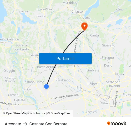 Arconate to Casnate Con Bernate map