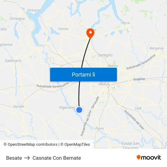 Besate to Casnate Con Bernate map
