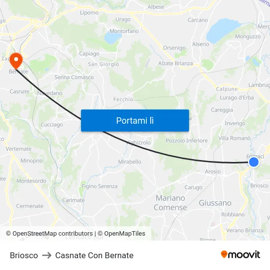 Briosco to Casnate Con Bernate map