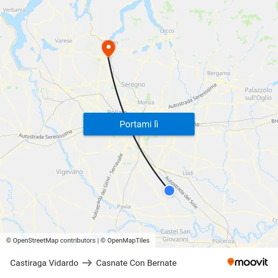 Castiraga Vidardo to Casnate Con Bernate map