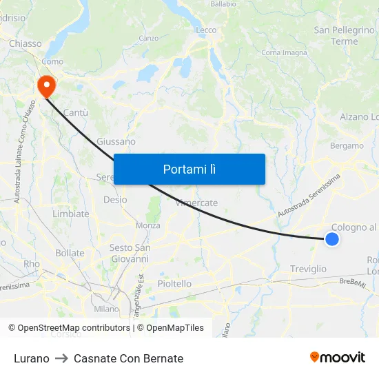 Lurano to Casnate Con Bernate map