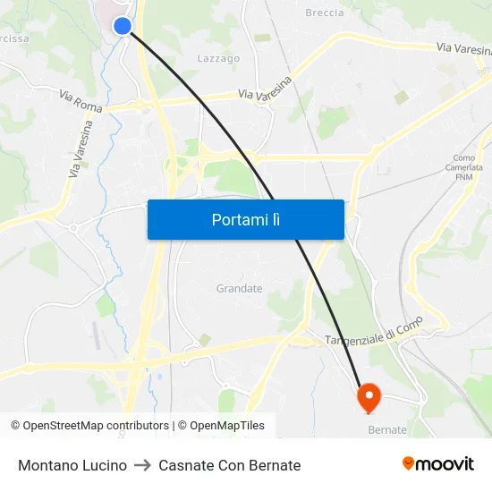 Montano Lucino to Casnate Con Bernate map