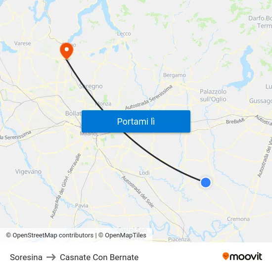 Soresina to Casnate Con Bernate map
