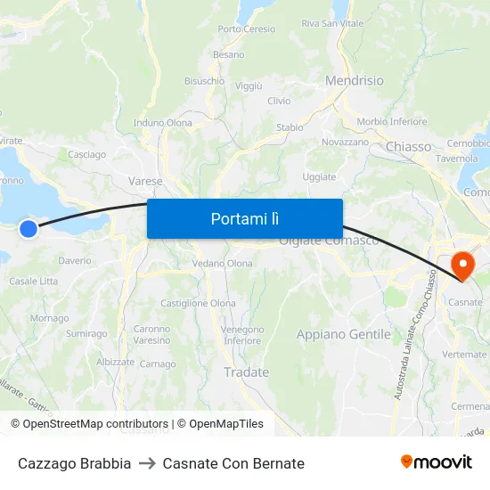Cazzago Brabbia to Casnate Con Bernate map