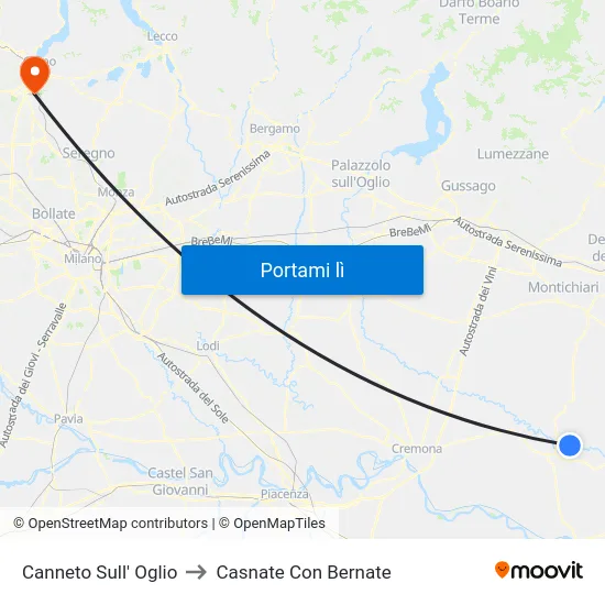 Canneto Sull' Oglio to Casnate Con Bernate map