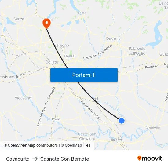 Cavacurta to Casnate Con Bernate map