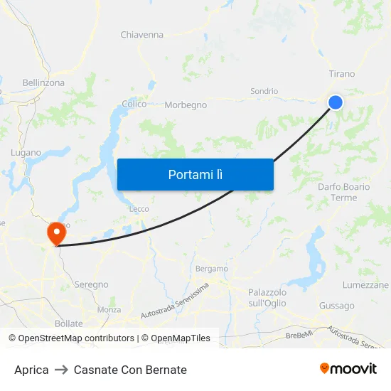 Aprica to Casnate Con Bernate map