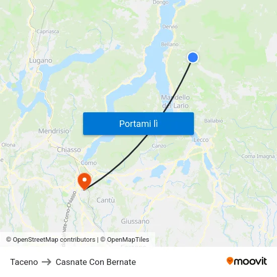 Taceno to Casnate Con Bernate map