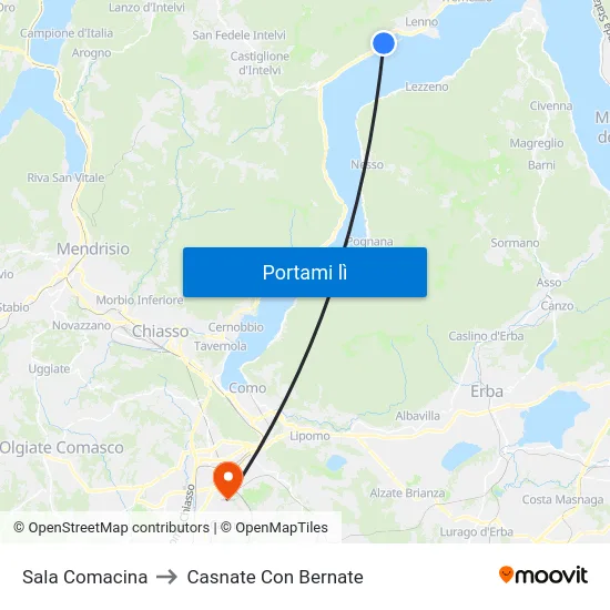 Sala Comacina to Casnate Con Bernate map