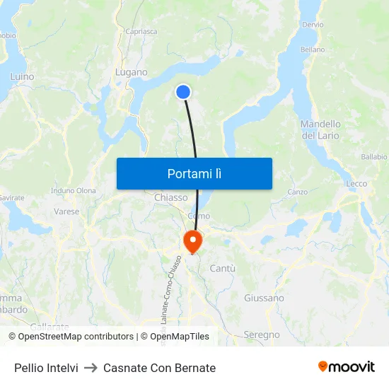 Pellio Intelvi to Casnate Con Bernate map