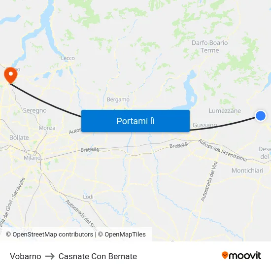 Vobarno to Casnate Con Bernate map
