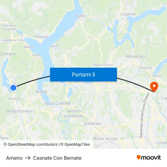 Ameno to Casnate Con Bernate map