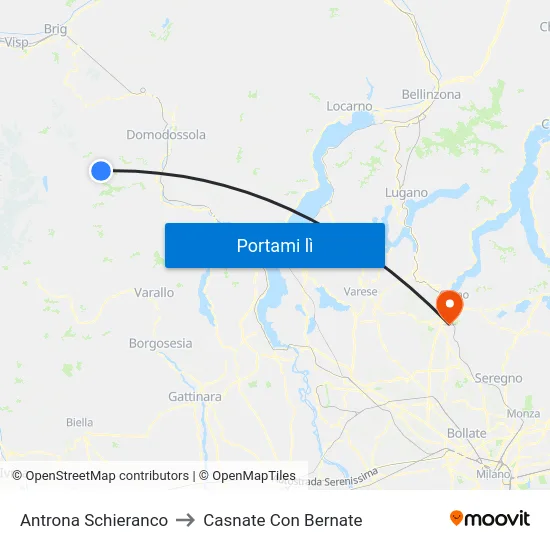 Antrona Schieranco to Casnate Con Bernate map