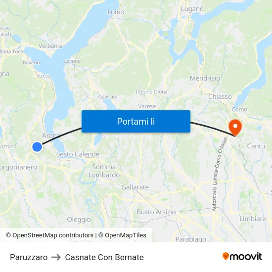 Paruzzaro to Casnate Con Bernate map