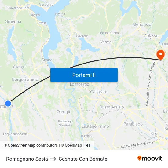 Romagnano Sesia to Casnate Con Bernate map