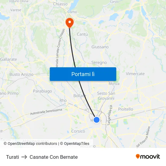 Turati to Casnate Con Bernate map