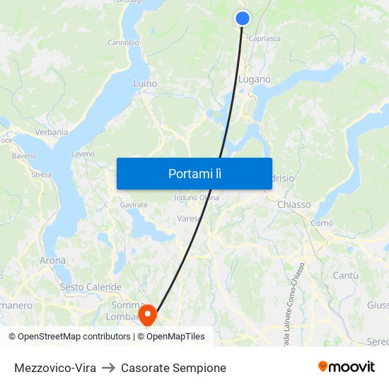 Mezzovico-Vira to Casorate Sempione map