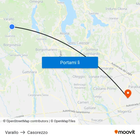 Varallo to Casorezzo map