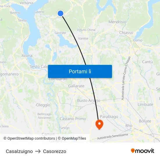 Casalzuigno to Casorezzo map