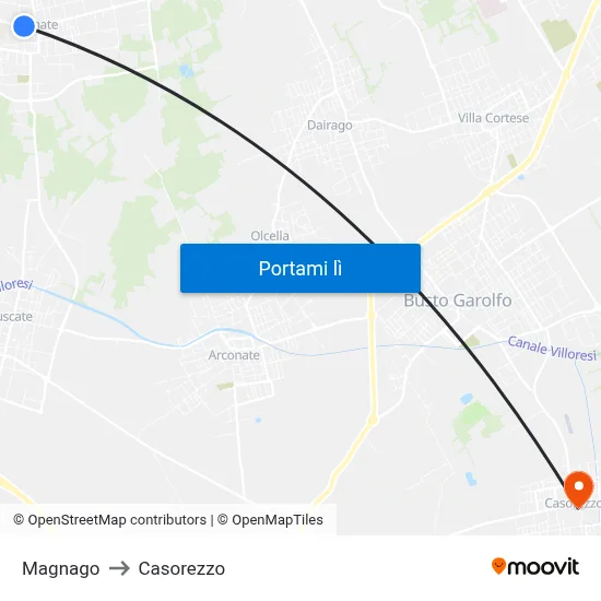 Magnago to Casorezzo map