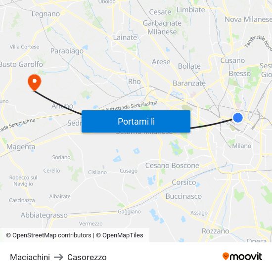 Maciachini to Casorezzo map