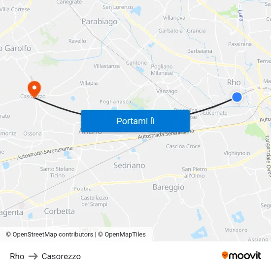 Rho to Casorezzo map