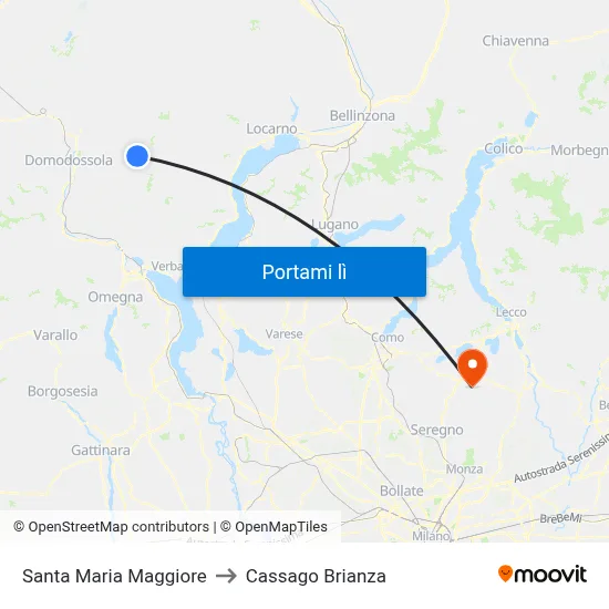 Santa Maria Maggiore to Cassago Brianza map