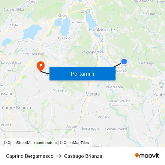 Caprino Bergamasco to Cassago Brianza map
