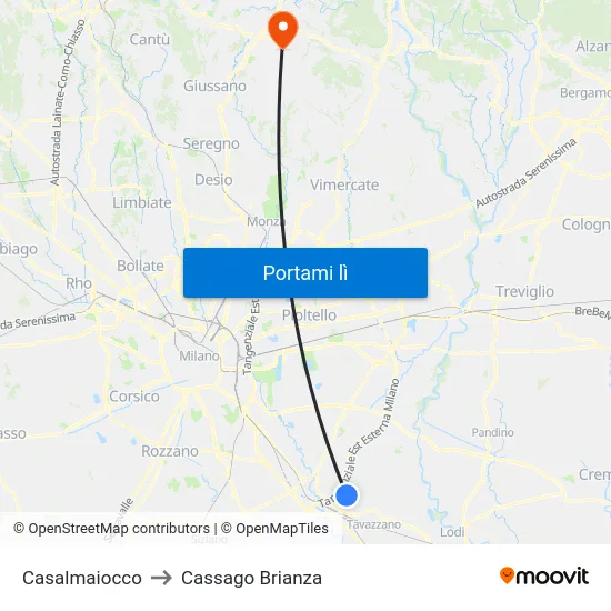 Casalmaiocco to Cassago Brianza map