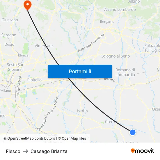 Fiesco to Cassago Brianza map