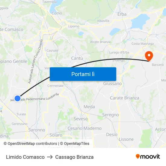 Limido Comasco to Cassago Brianza map