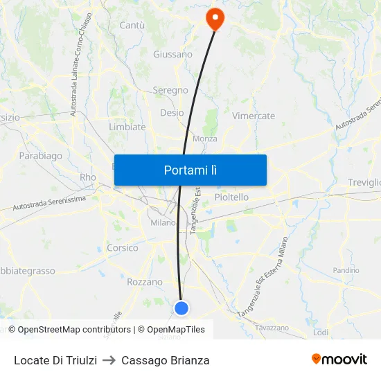 Locate Di Triulzi to Cassago Brianza map