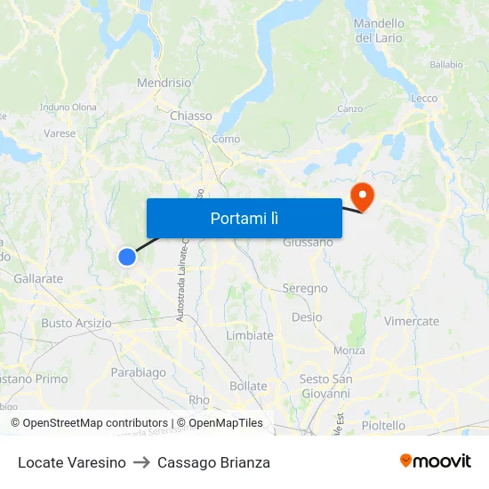 Locate Varesino to Cassago Brianza map