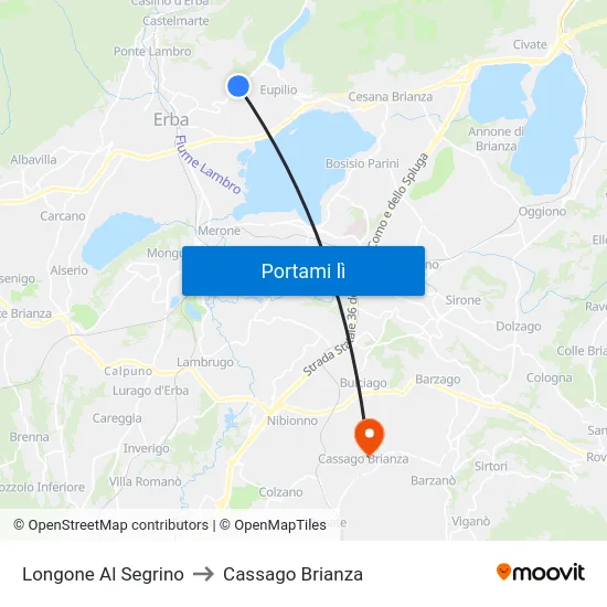 Longone Al Segrino to Cassago Brianza map
